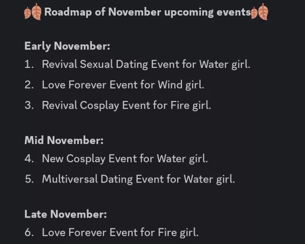 November roadmap