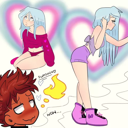 [OC][Our Little Universe] Just Furi admiring her little siren love, Eva 🥰 I definitely love those cute fluffy sneaker slippers on her too! 😍❤️