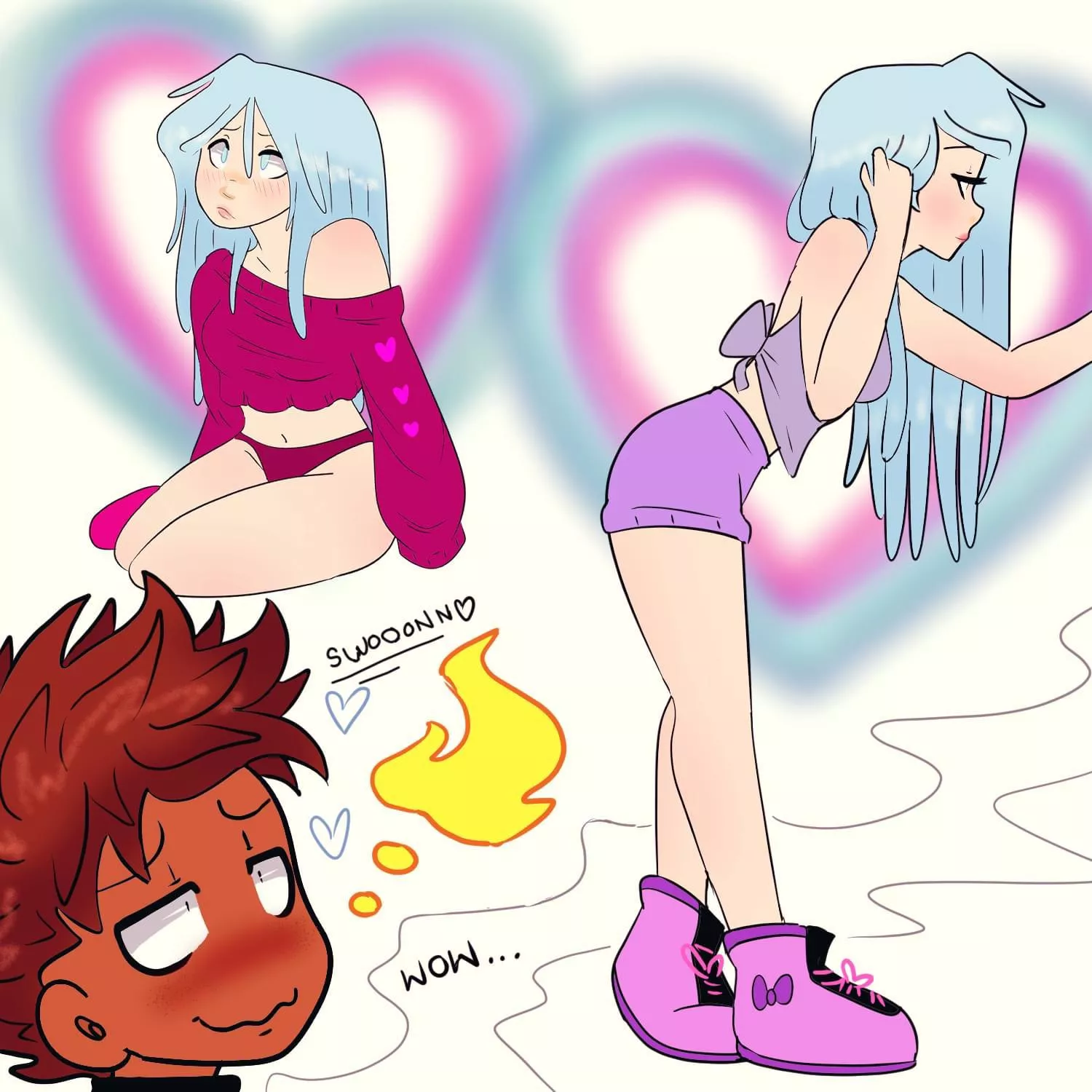 [OC][Our Little Universe] Just Furi admiring her little siren love, Eva 🥰 I definitely love those cute fluffy sneaker slippers on her too! 😍❤️