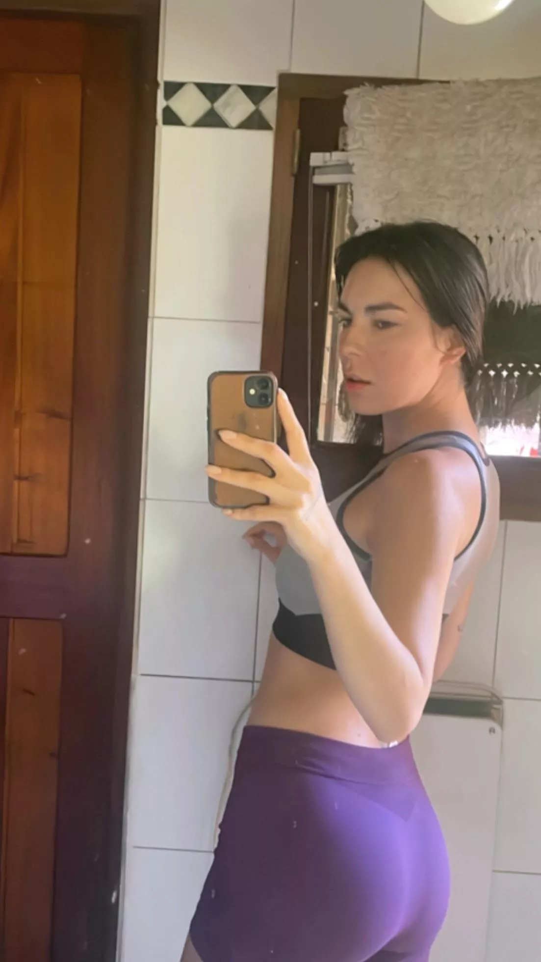 Purple shorts are mandatory for a good yoga session