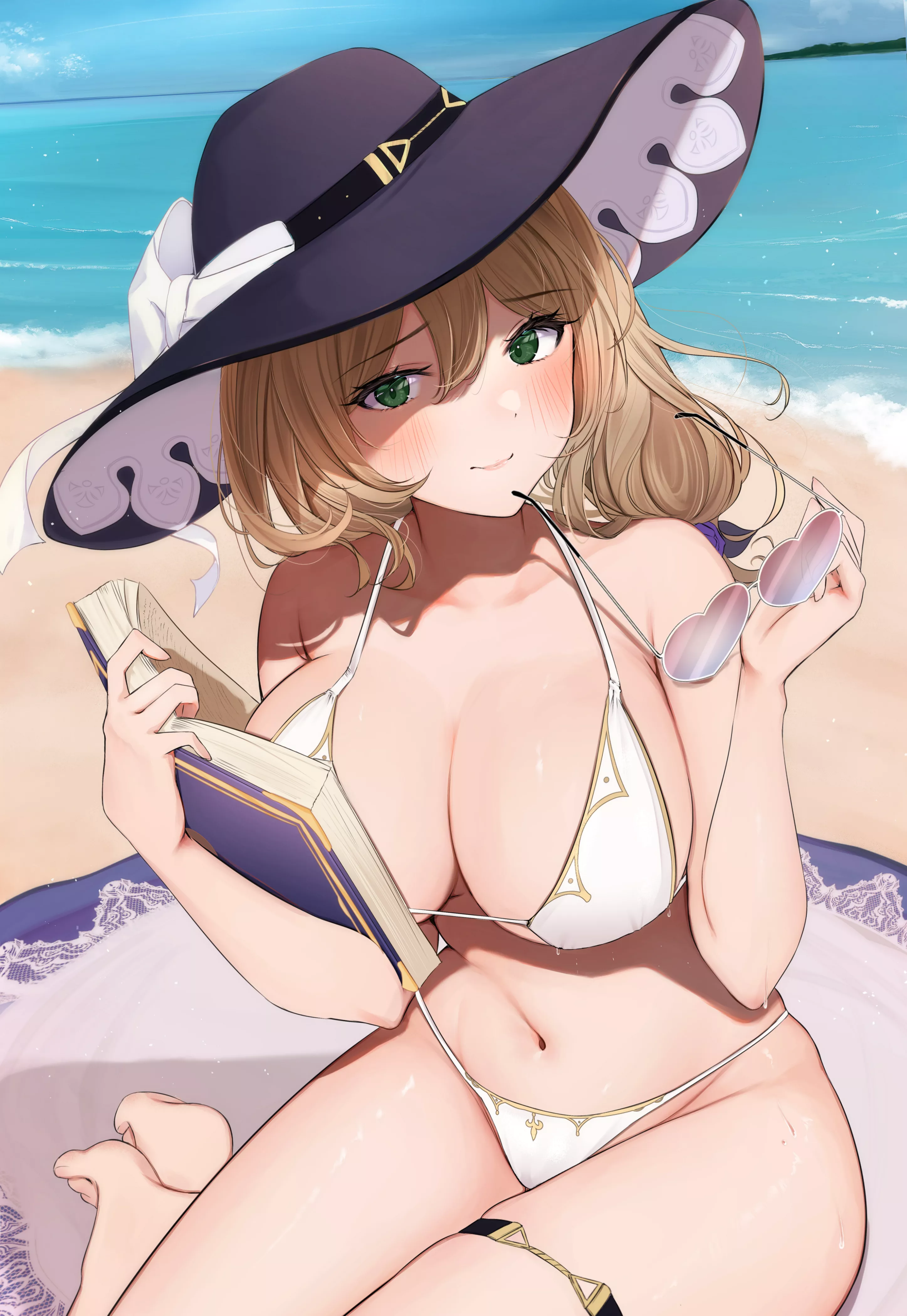 Swimsuit Lisa reading a book