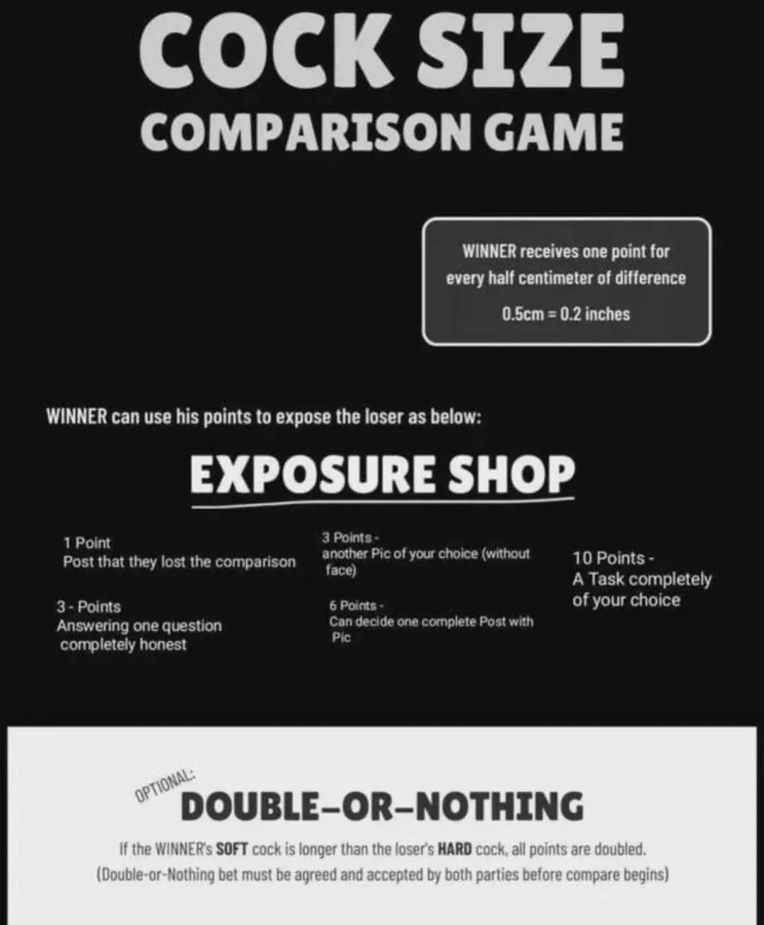 20 lets compare if u think ur big enough