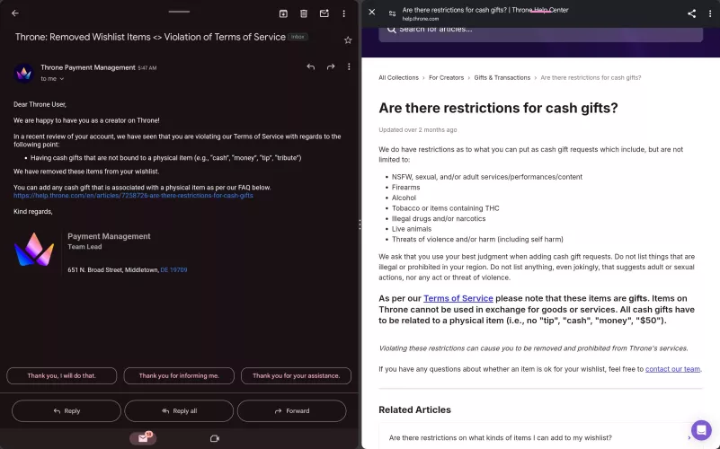 BIG HEADS UP: Throne as a tipping platform - watch your cash gift titles! (Body)