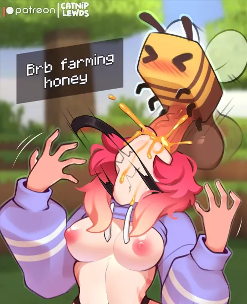 Farming honey with a bee facefuck (Catniplewds) [Minecraft]