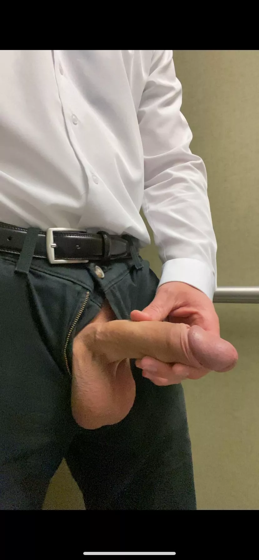 In the bathroom “hard” at work