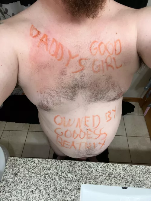 Instructions from Goddess Beatrix to write on myself 