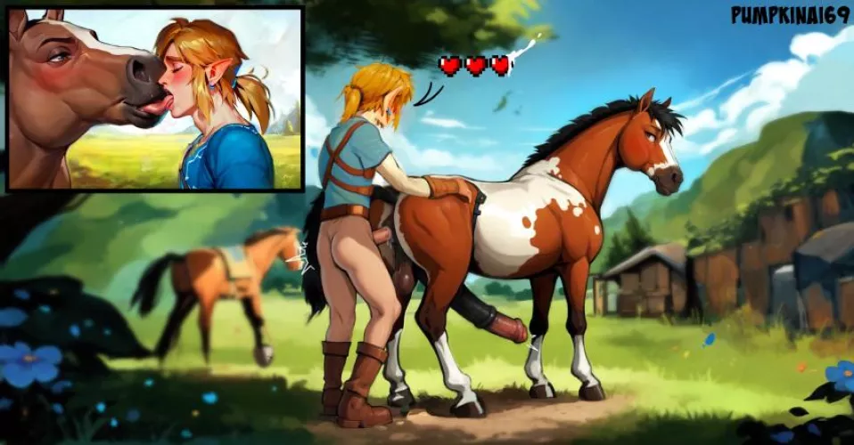 Link Taking Good Care Of His Horses