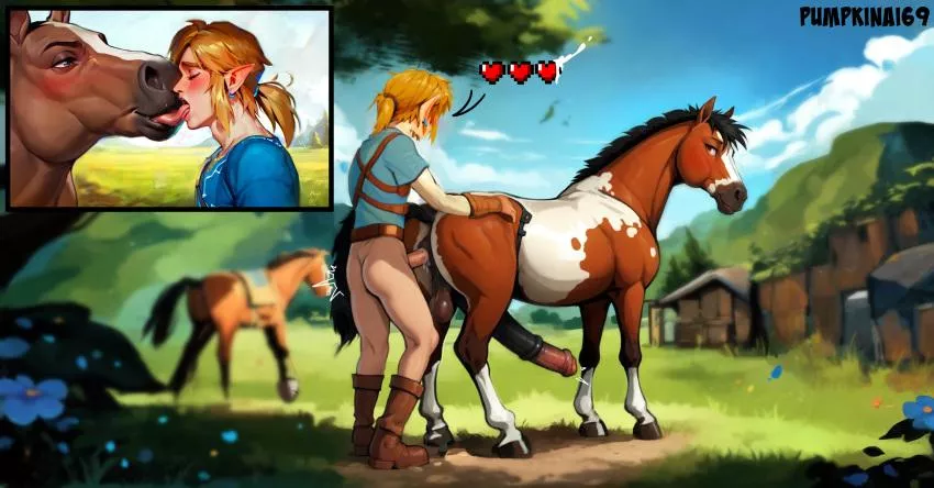 Link Taking Good Care Of His Horses