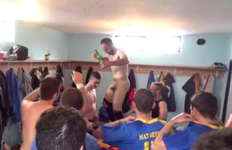 Locker room celebration