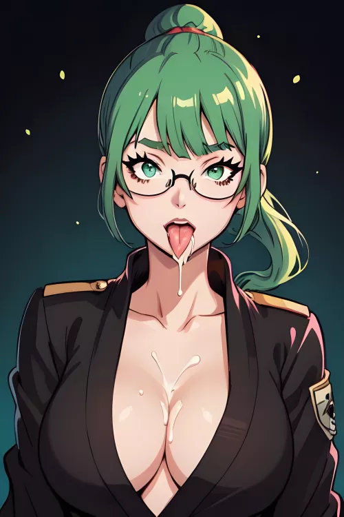 Maki Zenin letting cum driping on her tits