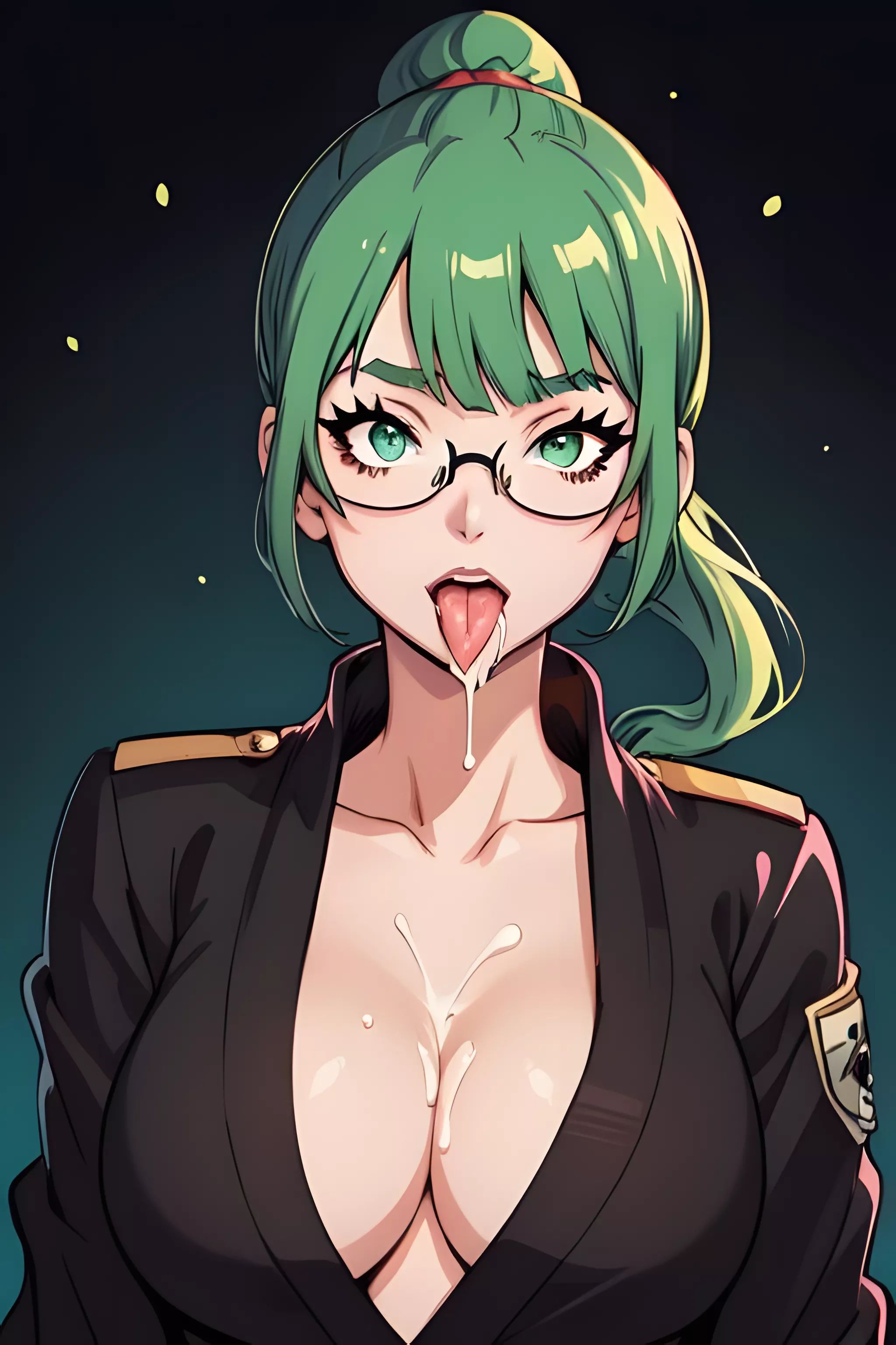 Maki Zenin letting cum driping on her tits