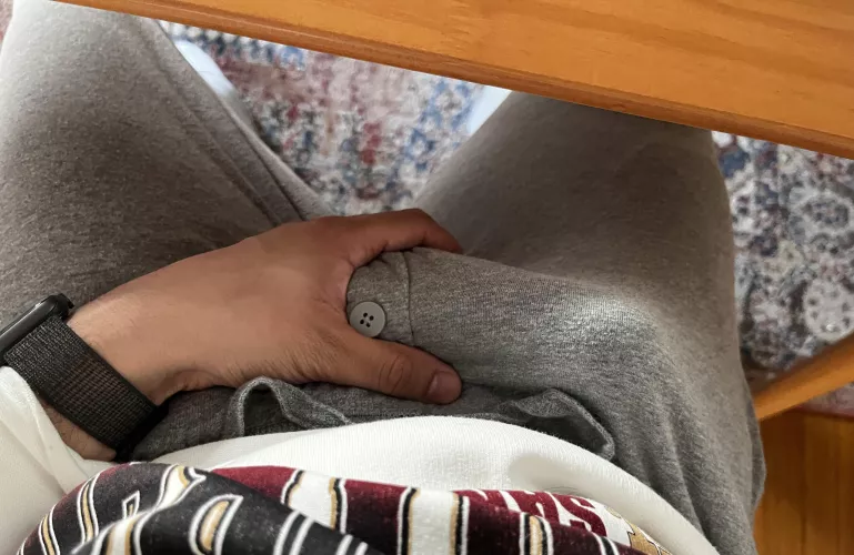 What goes on under the desk during zoom meetings 