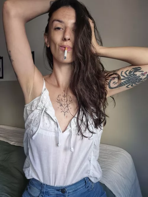 What if I ask you to lift my skirt and play with me while I smoke?