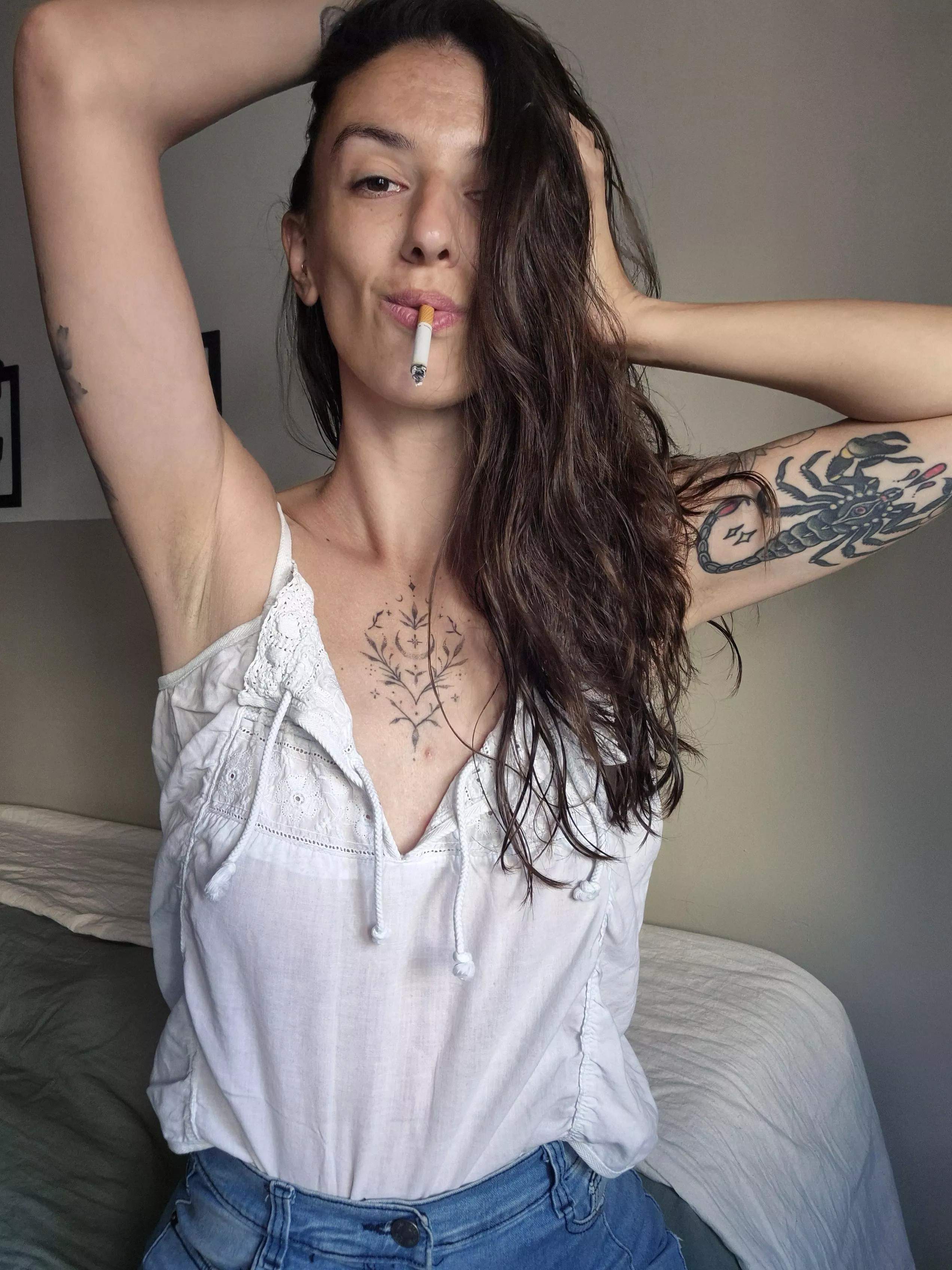 What if I ask you to lift my skirt and play with me while I smoke?