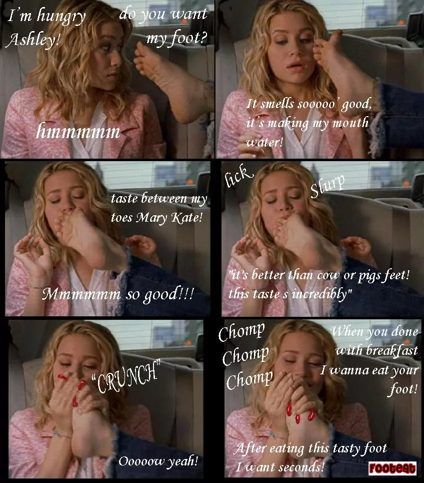 when an Olsen's twins eating her fsister 's foot raw and alive for her breakfast in a car