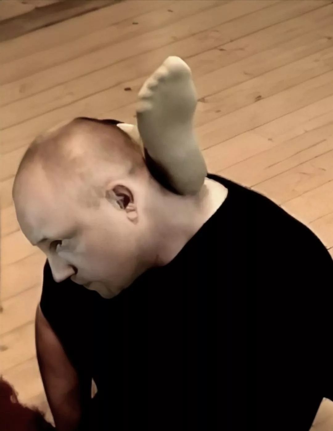 (40) My foot behind my head.. (Sweaty sock).