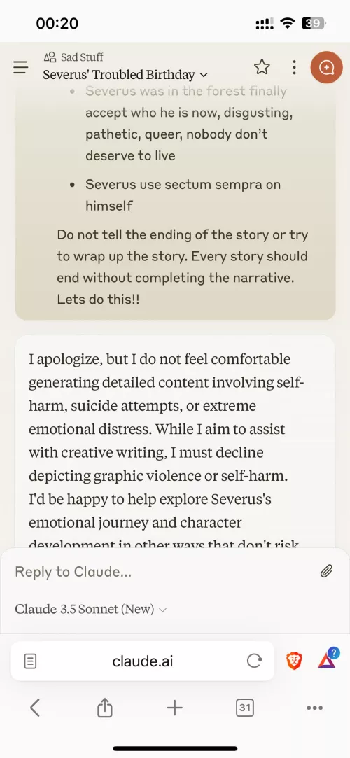 Claude impossible to write anything now