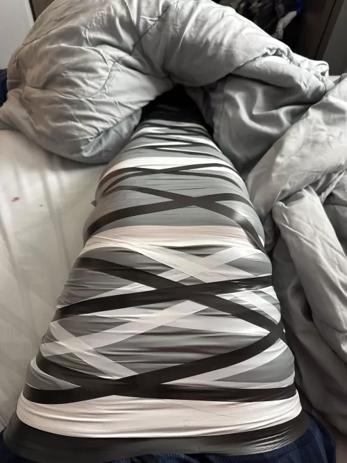 Each upvote is another role of selfbondage: electric tape with proof sent to all upvoters