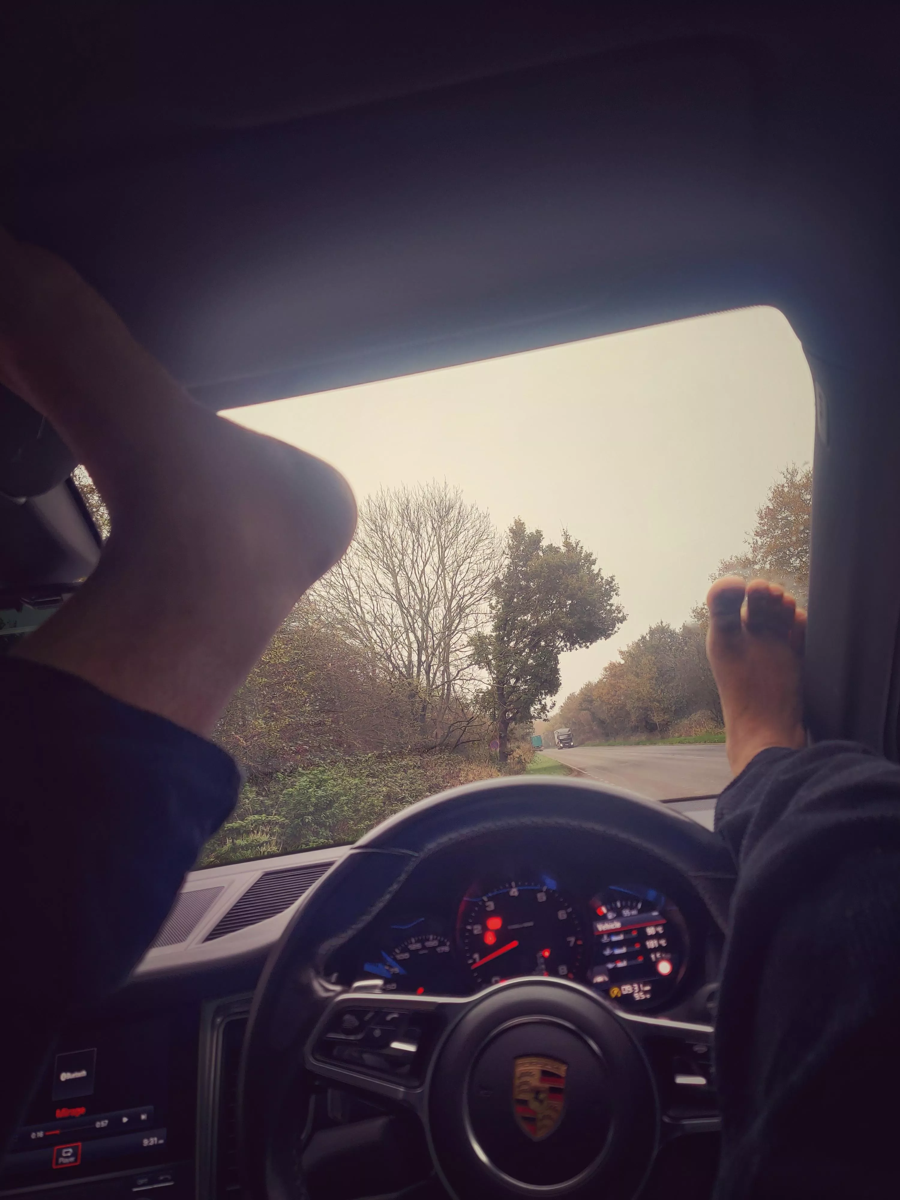 Super self-conscious of my feet in this, but I neeeed to be fucked in this position in a Porsche!