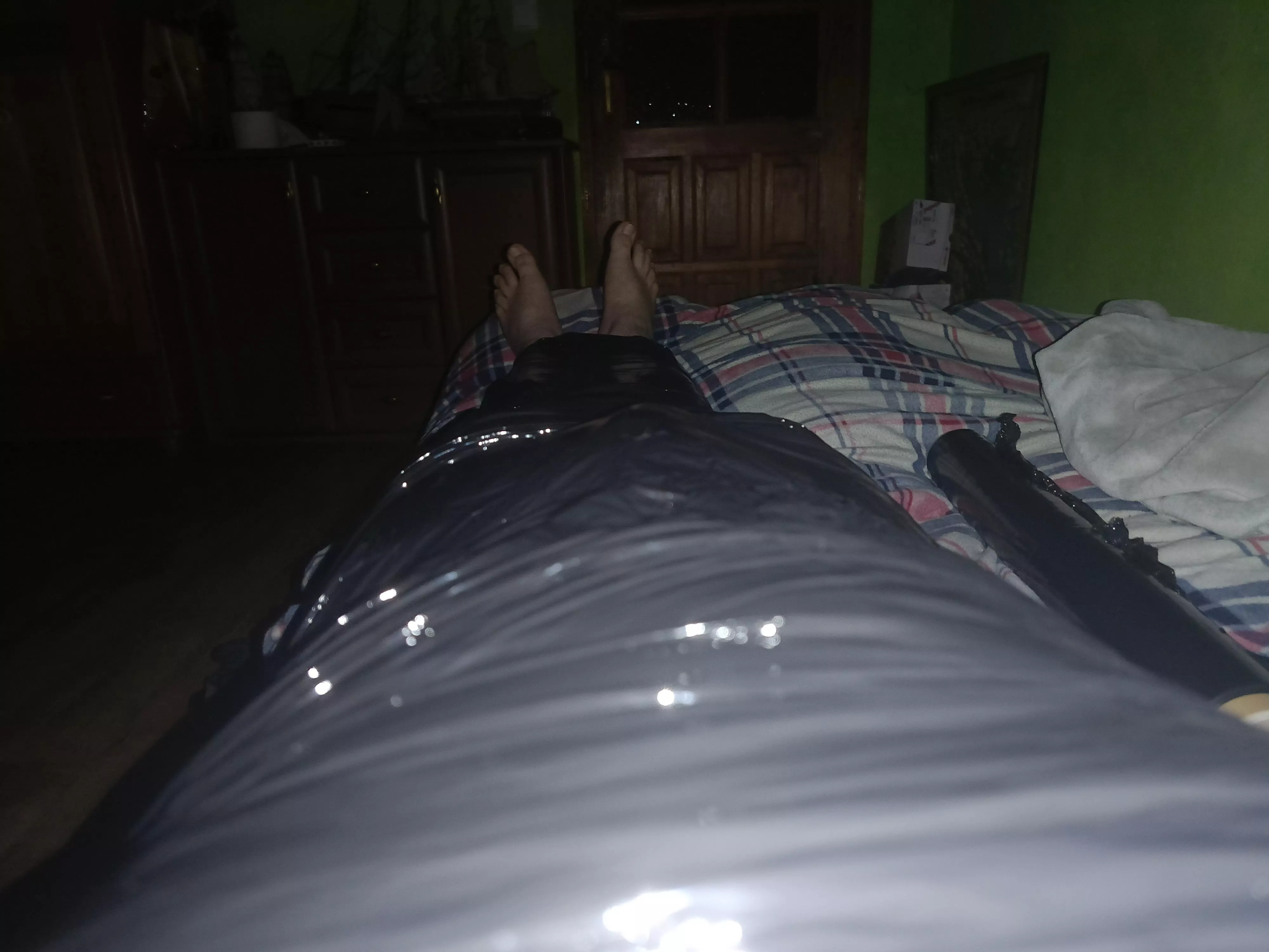 Tight pallet wrap selfbondage. Just finished wrapping. 