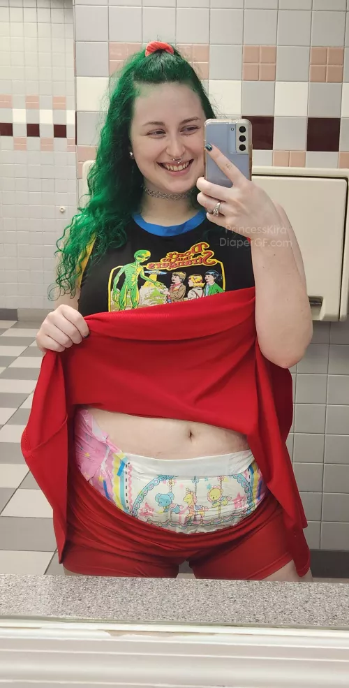 When you go into the public bathroom just to take diaper pics, not to pee 😂