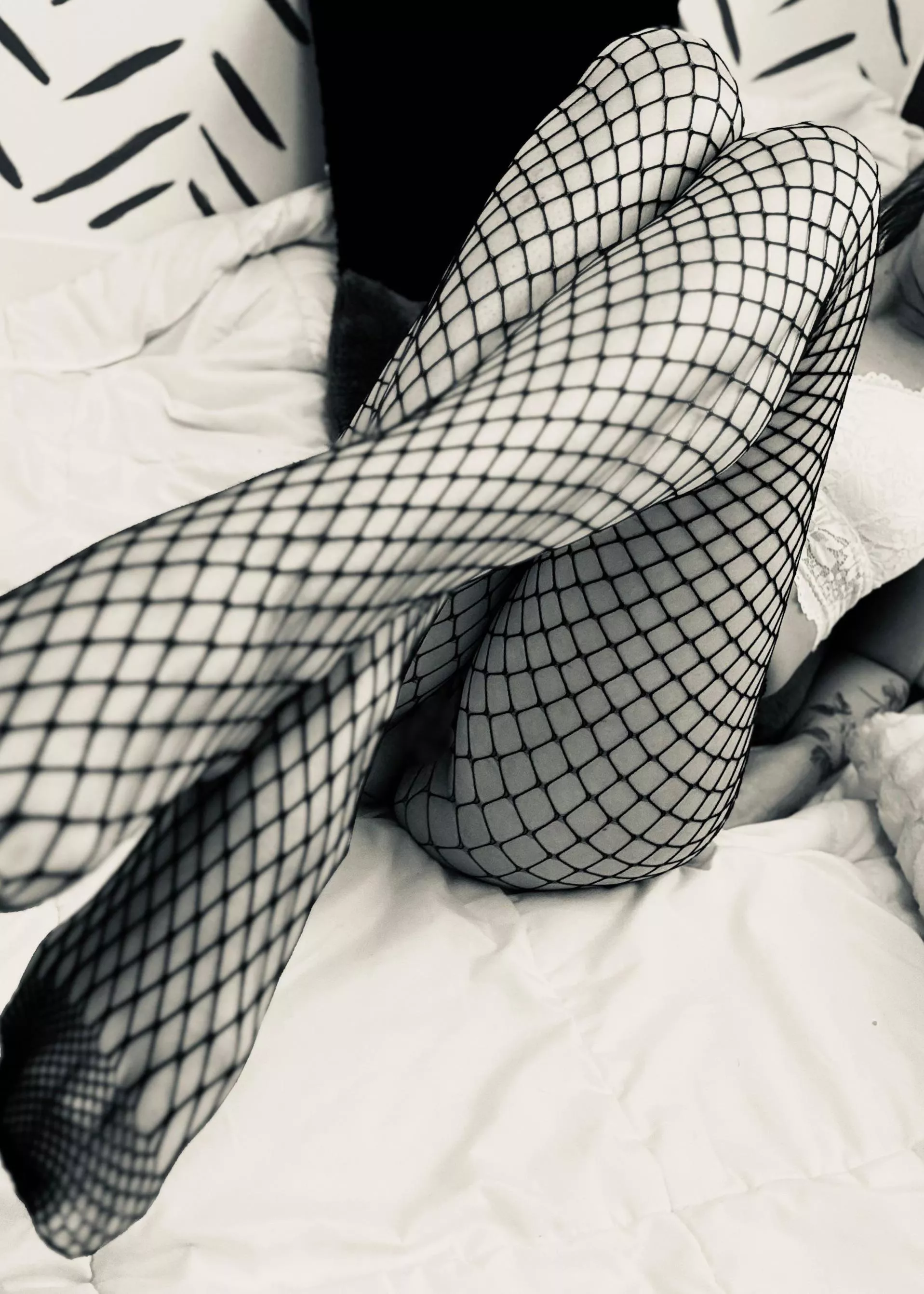 Fishnets showing off my pretty little pussy