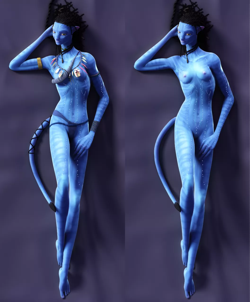 Na'vi model posing nude (Fierox88)