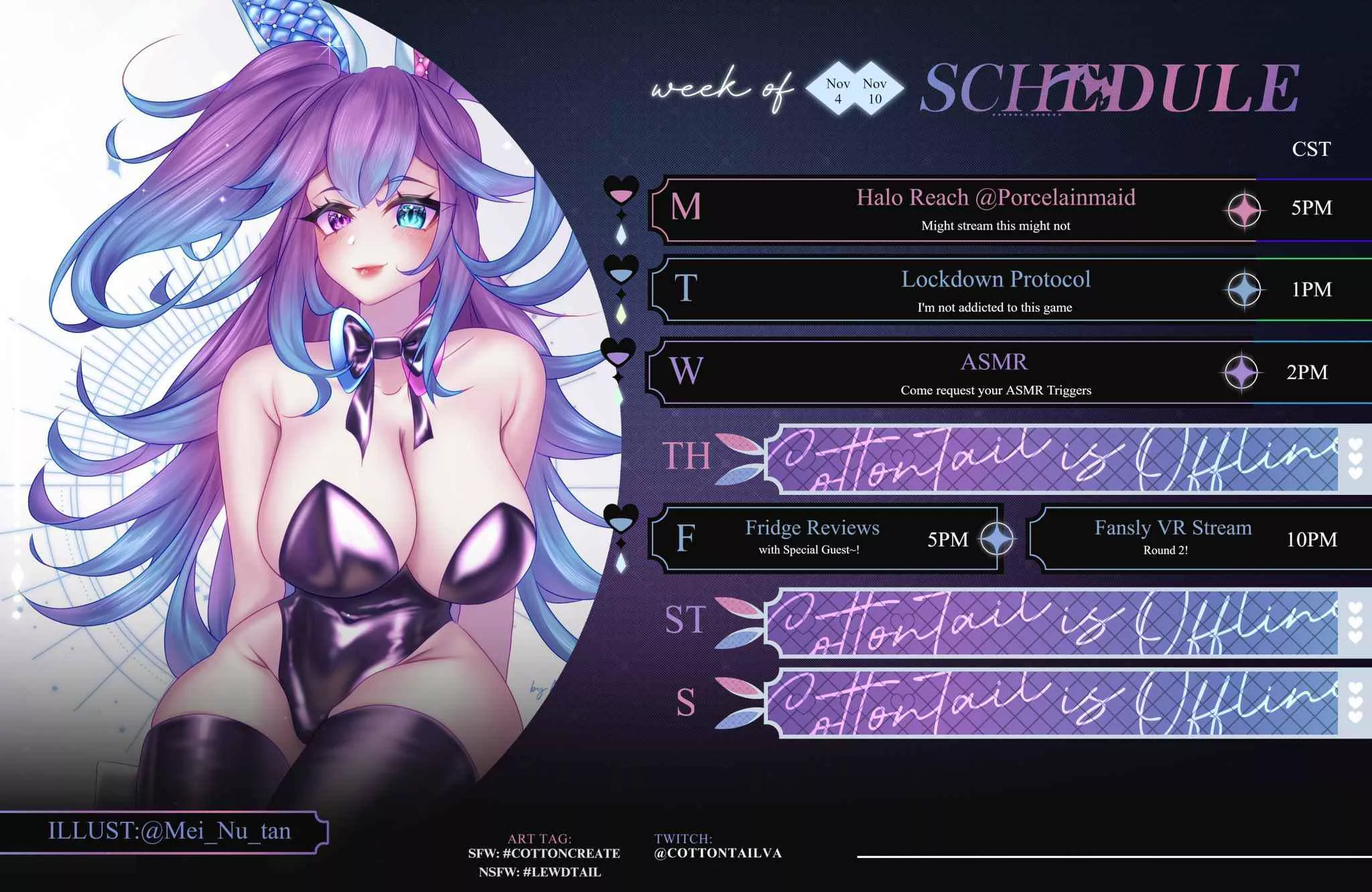 Stream Schedule: Nov 4 - 10