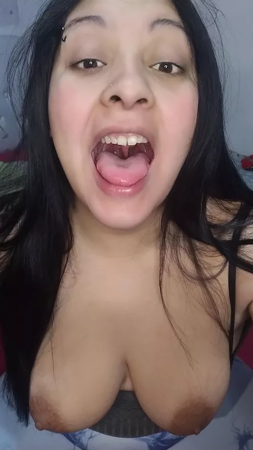 Jump from my tits to my mouth, come on little one. 