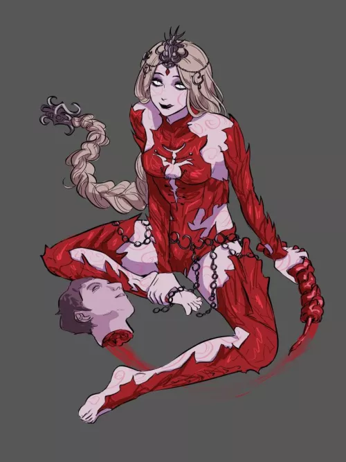 Sorry baby, I couldn't resist any more, I needed to see the red run from your neck! But dont worry, now that you're dead, I'll make your head my dildo mount, so you'll still be pleasuring me from the next life (artist unknown)