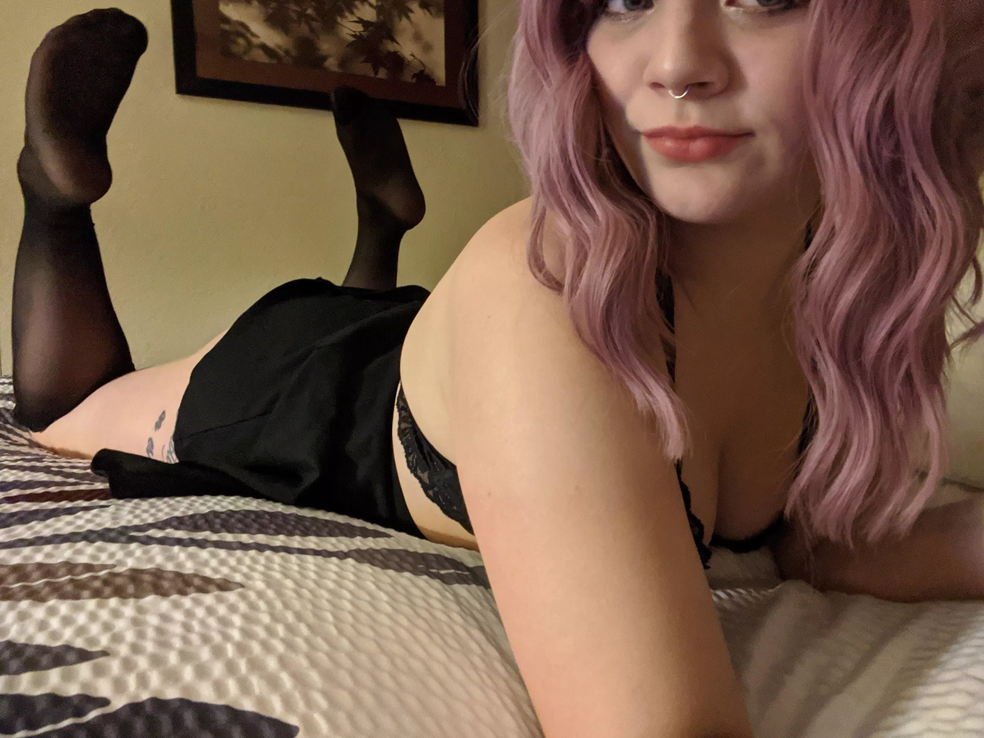 Waiting for some hanky panky at the hotel. 