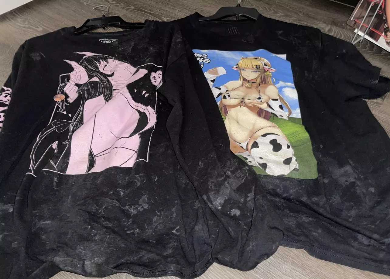 A couple of my Goon Shirts💦 Not a drop of cum wasted 😈