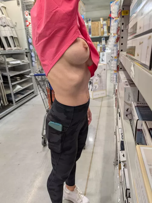 Dared my wi[f]e to go braless in a crop top while shopping at Lowe's