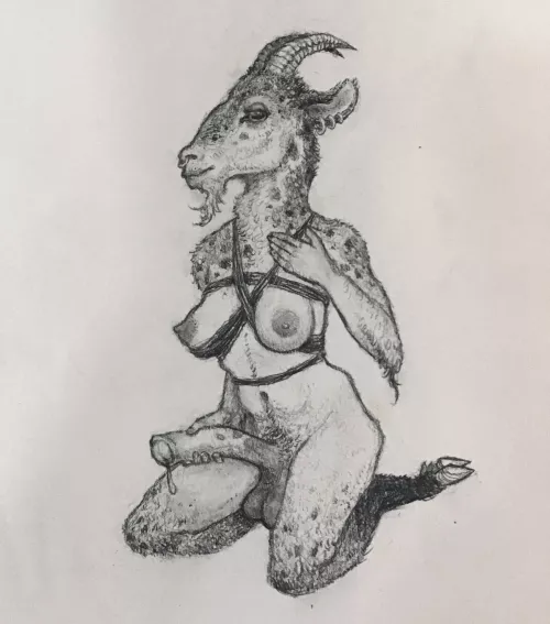 Goat girl desperate for her cock to be sucked(art by me)