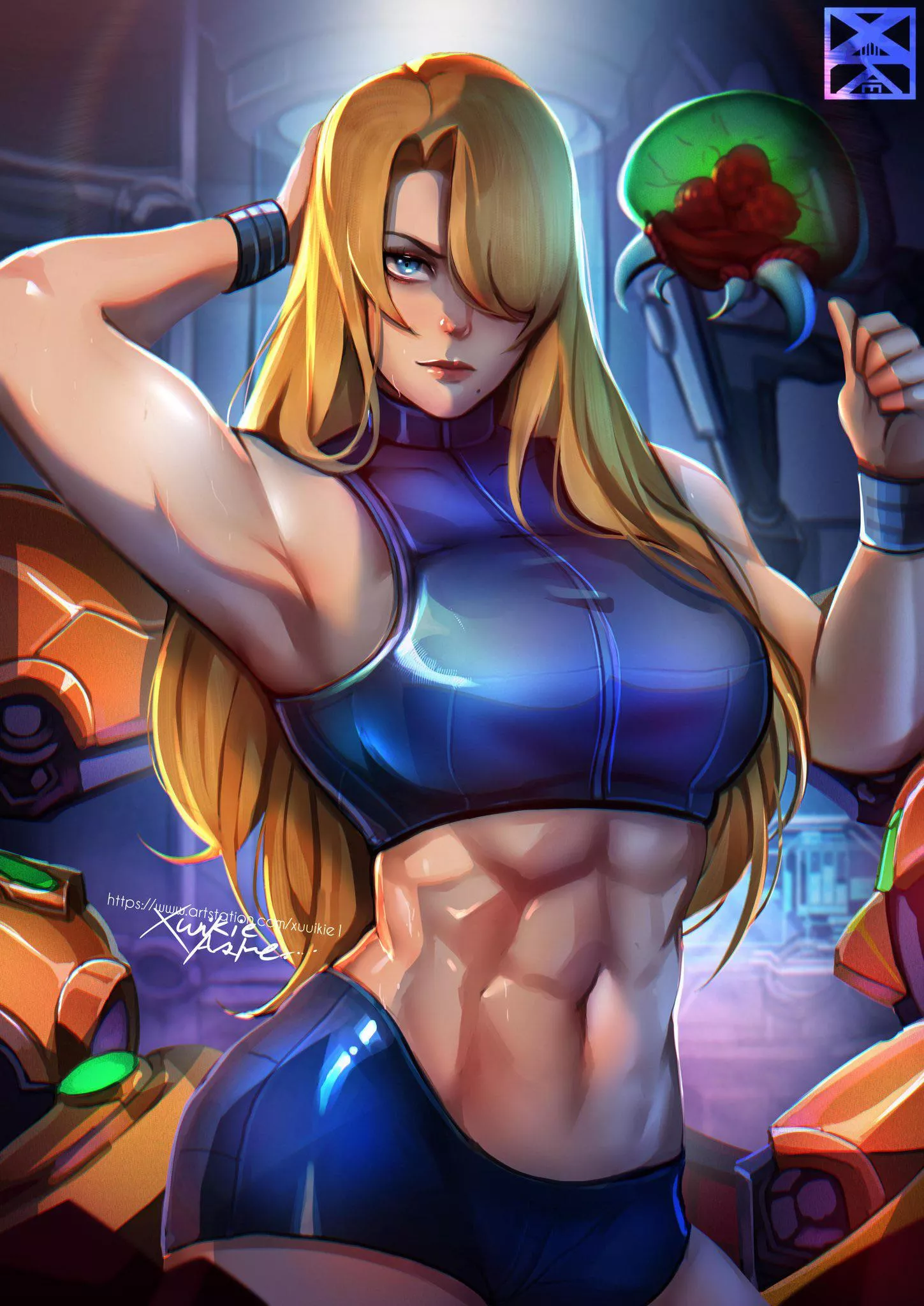 Muscle Momma Samus Is BUILT! (Art by Xuuikie
