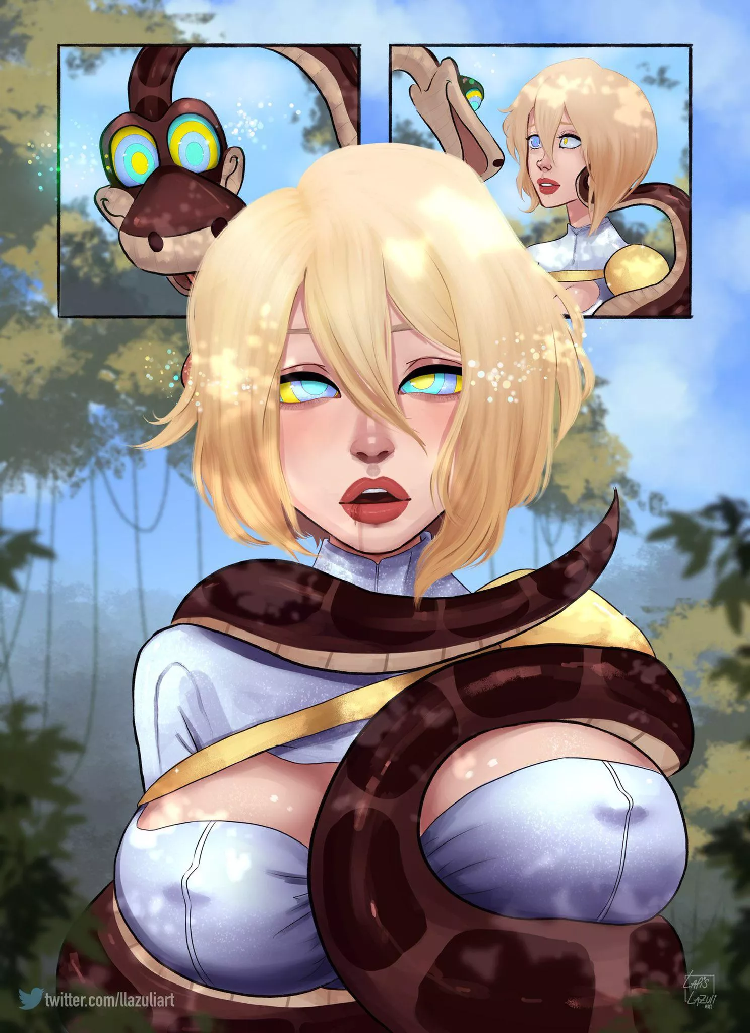 She may have a strong body, but her mind is so very weak... better for me~ [lapislazuliart] (Powergirl)