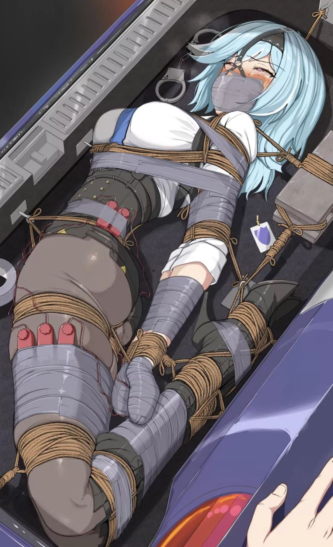 How do you like that, huh slut? Well, I’m sure packaged tightly like that your new owner will be more than pleased to receive you. But until then, have fun~…