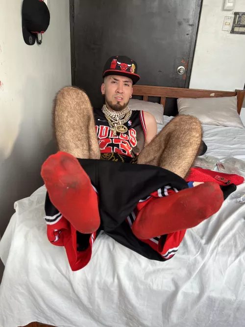 Let yourself be stepped on by these sweat filled socks, I bet you'll like it