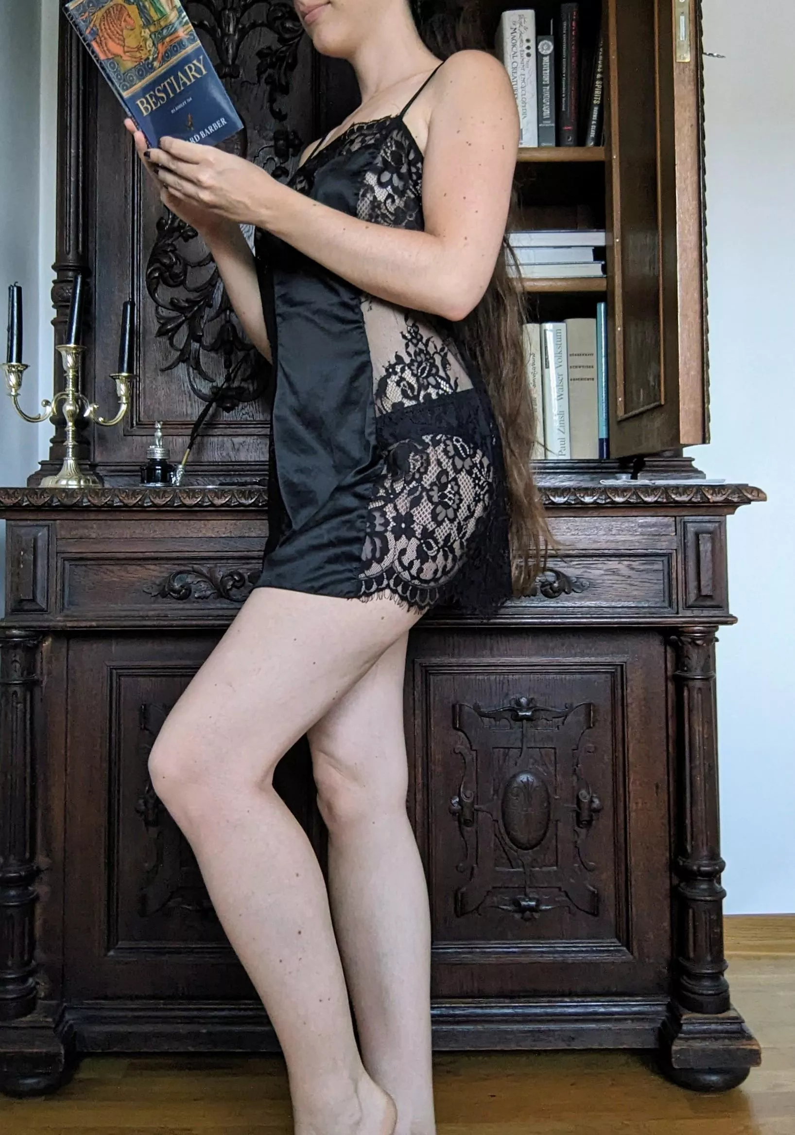 Looking for a good book to read in my black lingerie