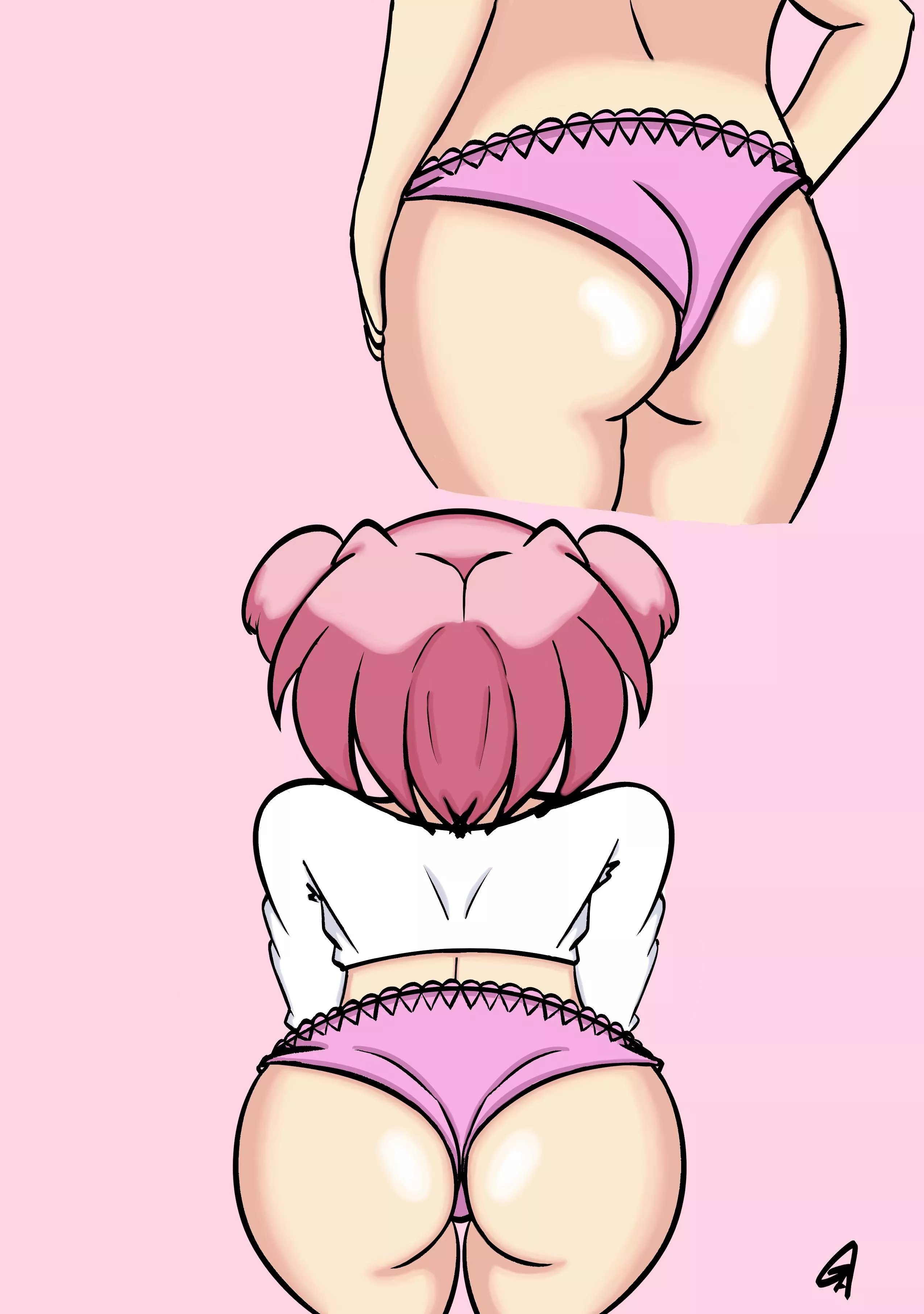 Natsuki's ass. Art by me. (My twitter is below) 