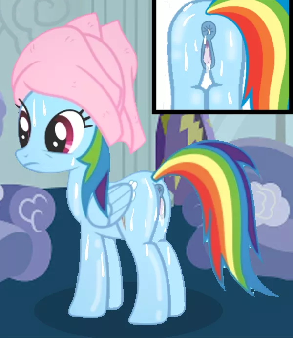 POV: You catch Rainbow Dash right after a shower.