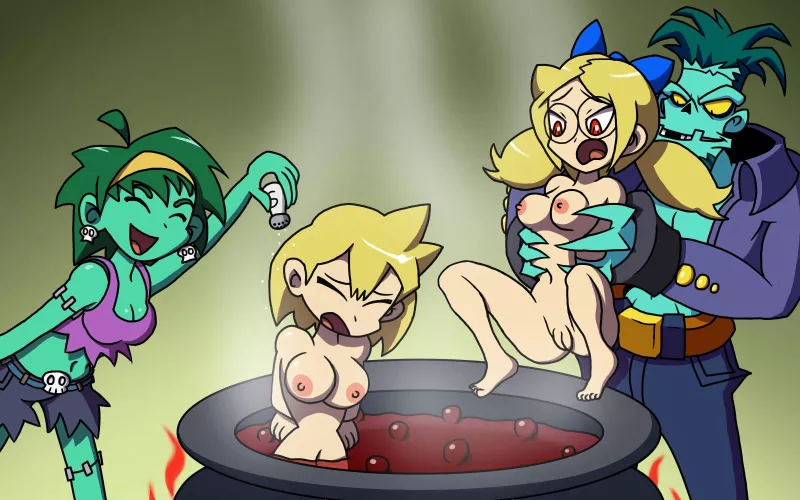 Rottytops and Abner getting up to some zombie mischief! (Art is by me)