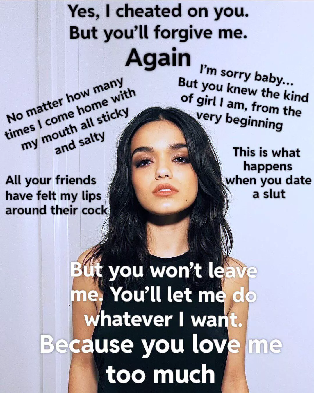 Your girlfriend, Rachel Zegler, has let complete strangers fuck her throat, but she has never given you a blowjob. Could you live without her?