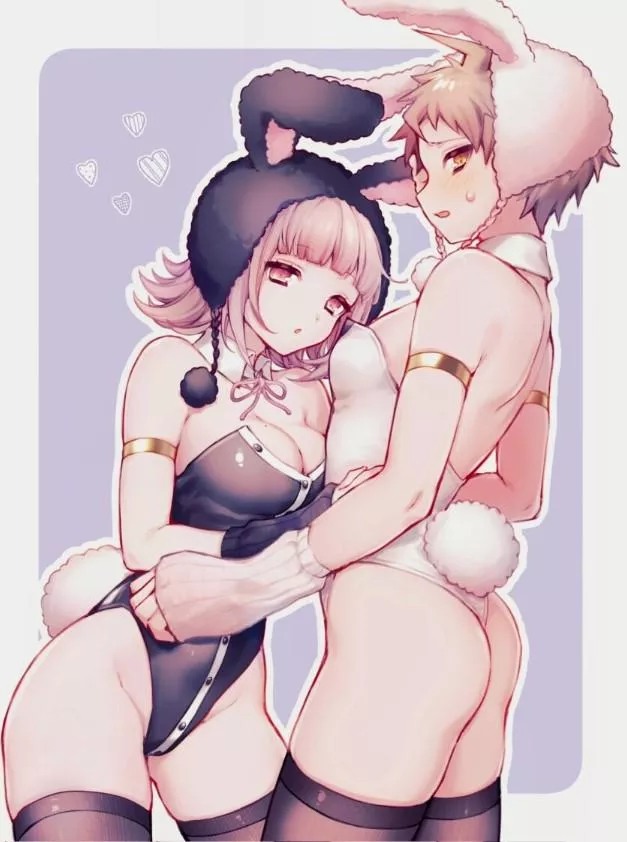 chiaki and hinata in bunny attire 