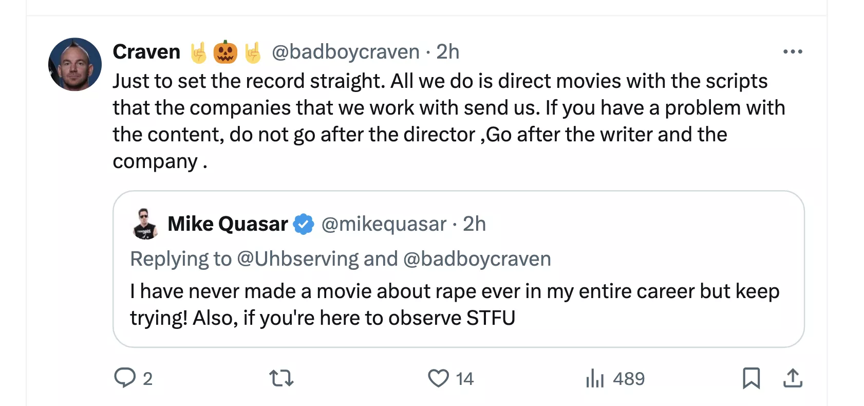 Director Craven Moorehead: ‘just following orders’