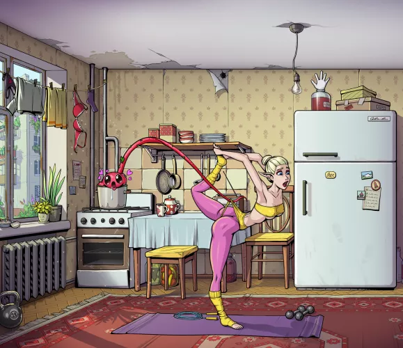 Friend support is absolutely essential during yoga! Sylvie and her workout 🔥 [Souper game]