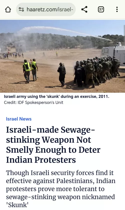Israeli-made Sewage-stinking Weapon Not Smelly Enough to Deter Indian Protesters