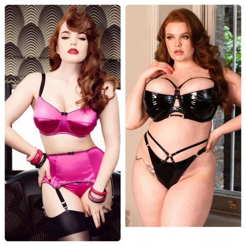 So cute in the first image, but love how well she fills that bra now..