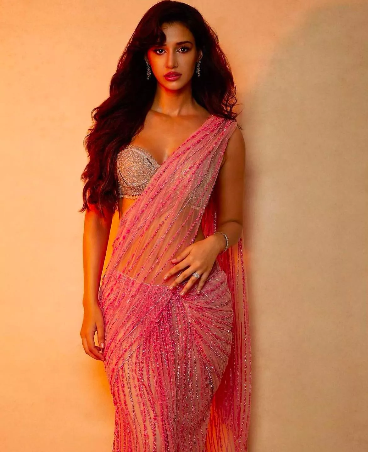 Disha on pink saree 🥰