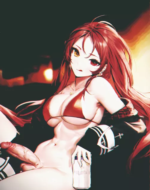 Houshou Marine showing off her sexy cock